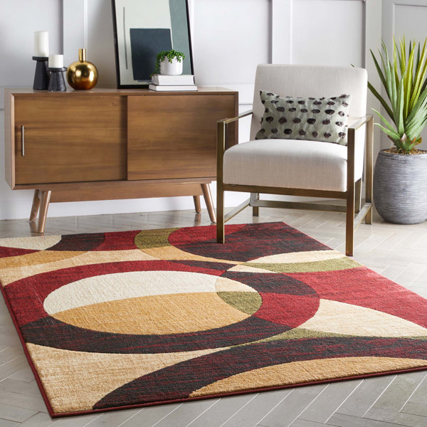 Ebern Designs Bingo Red Modern Geometric Rug & Reviews Wayfair Canada